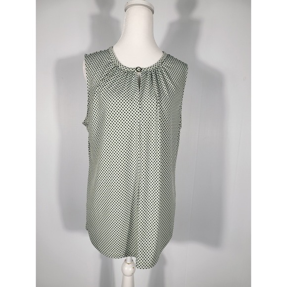 Liz Claiborne Sleeveless Blouse Keyhole Neck Polka Dot Career Casual Top - Picture 1 of 8